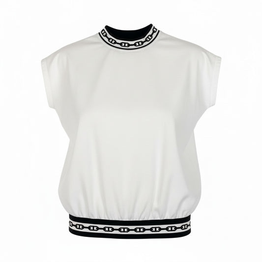 Hc2 HERMES エルメス シェーヌダンクル リブニット 半袖カットソー Tシャツ サイズ34 ホワイト レディース トップスk02i