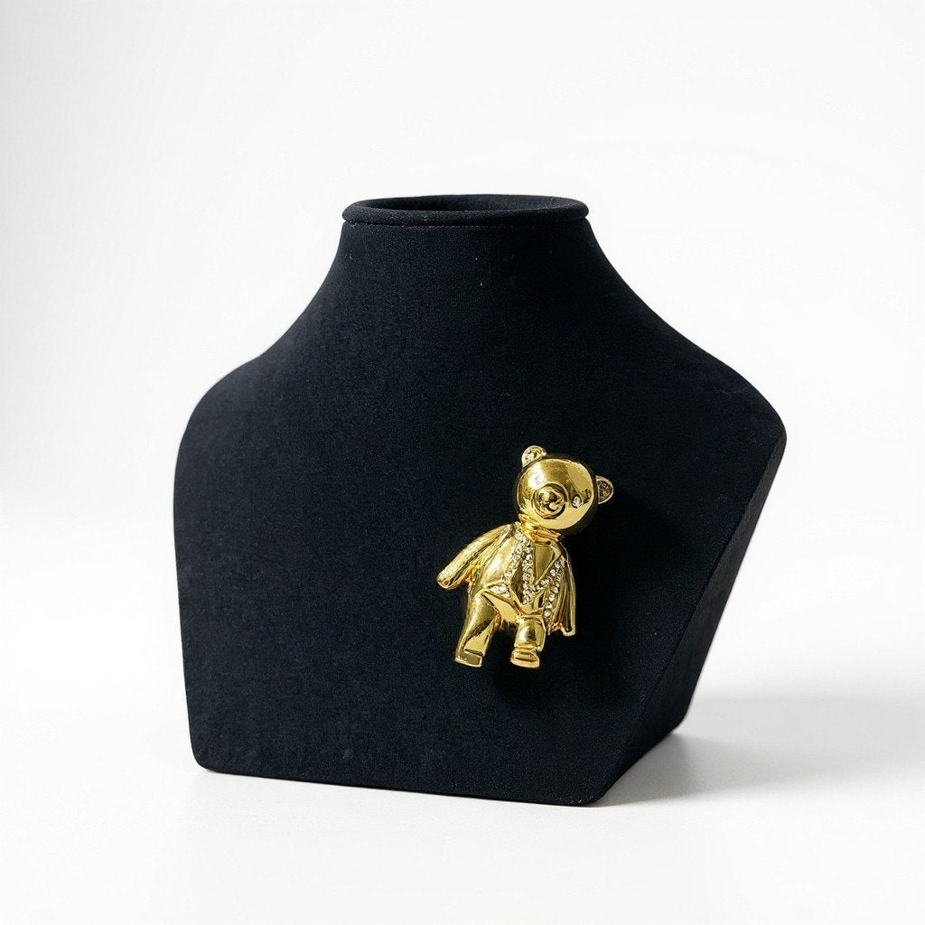 b2 Max Mara マックスマーラ メタル テディ ブローチ アクセサリー イタリア製 ゴールド メタル ガラス レディース 女性用u02t