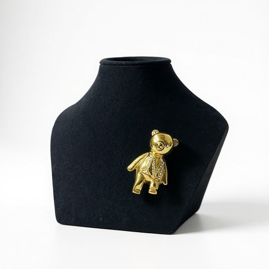 b2 Max Mara マックスマーラ メタル テディ ブローチ アクセサリー イタリア製 ゴールド メタル ガラス レディース 女性用u02t