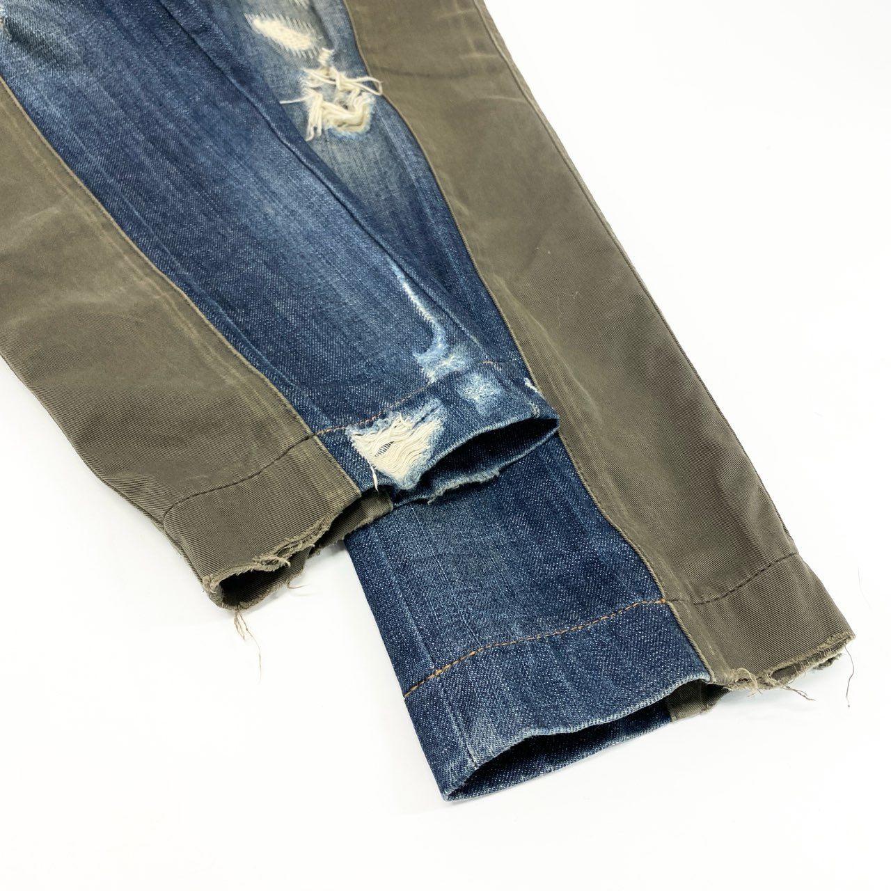 66k11 DOLCE&GABBANA ドルチェ＆ガッバーナ クラッシュ加工 ドッキングパンツ デニム カーゴパンツ サイズ44 メンズ 男性用 ボトムk02i