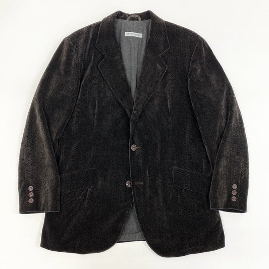 49i11 EMPORIO ARMANI エンポリオアルマーニ ベロアジャケット ヘリンボーン テーラードジャケット 90’s～00’s メンズ 男性用 1492246 48 ブラウン コットン100％u02t