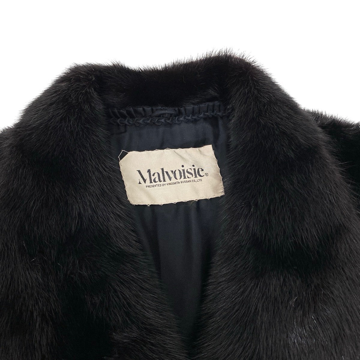 73i19 Malvoisie ダークミンク ロングコート 丈100cm サイズ11 ブラック 本毛皮 Dark Mink Fur Long Coat リアルファーt18r