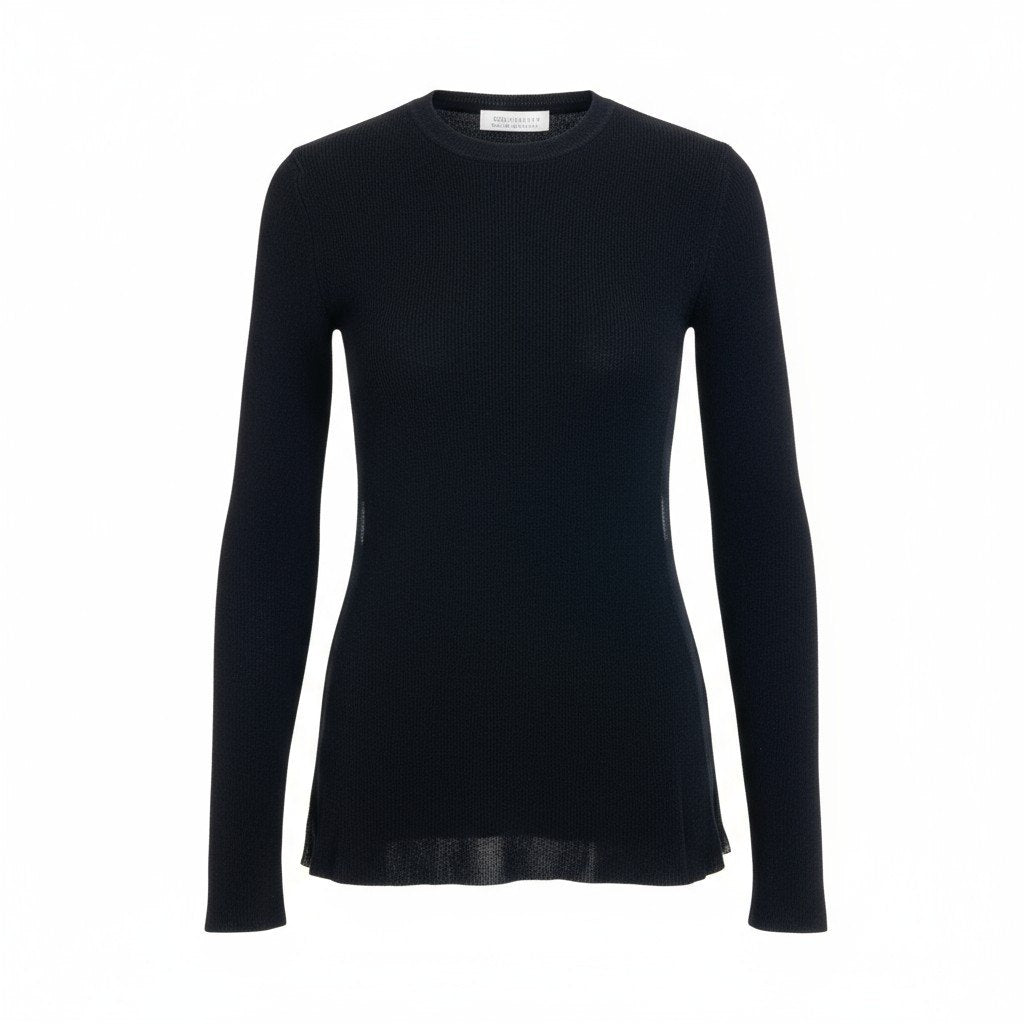 74k11《美品》 Maison Margiela メゾンマルジェラ 18SS シースルー スイッチング コットンニット S ブラック 4つタグ 透け感◎t18r