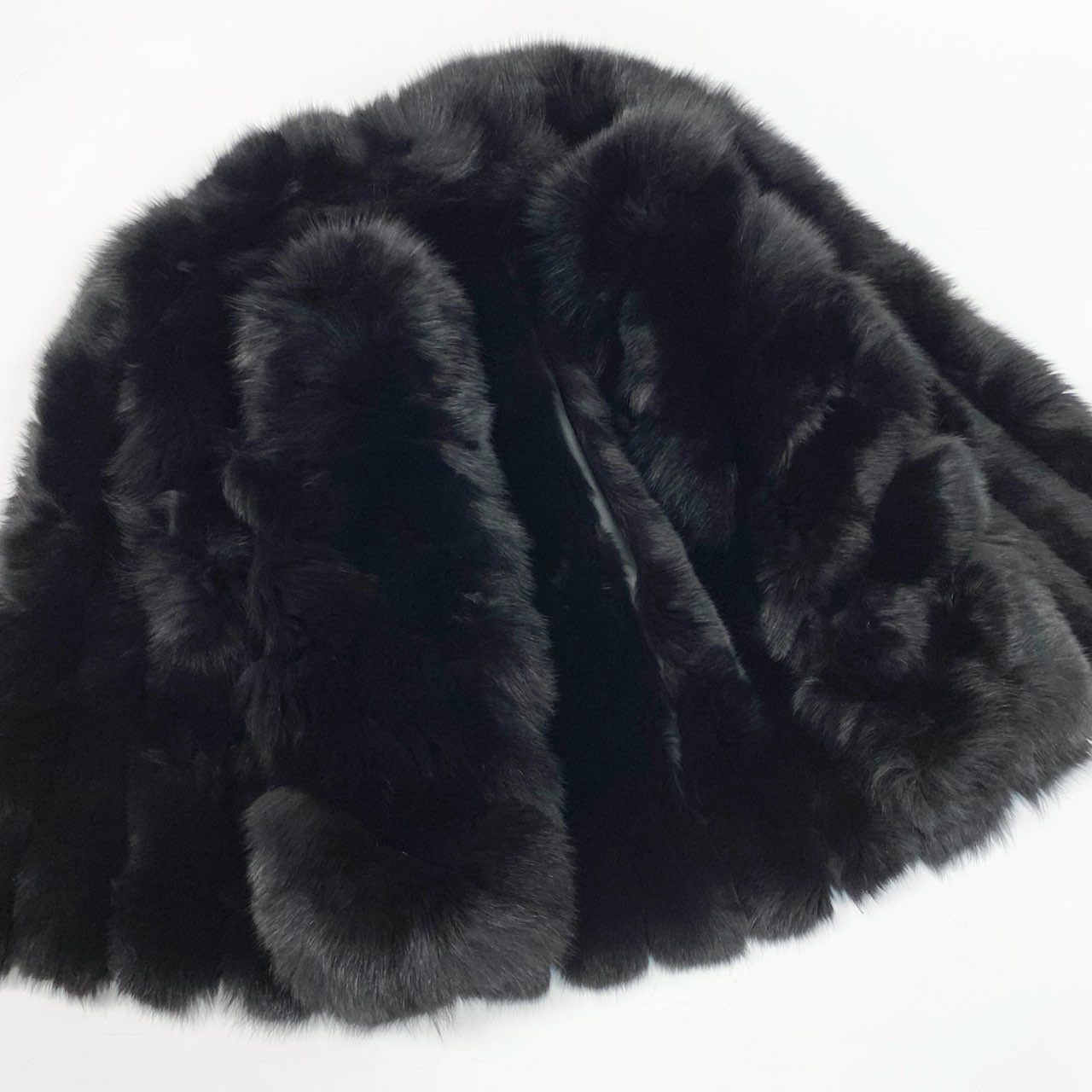 47a22 SAGA FOX ROYAL サガフォックス ロイヤル 金サガ 染めフォックス 極厚ファーコート サイズ11 ブラック 最高級本毛皮 Fox Fur Coatt18r