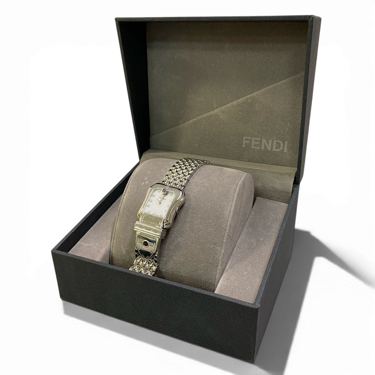 b12 FENDI フェンディ ベルトデザイン B-FENDI ビーフェンディ クォーツ腕時計 3800L シルバー ホワイトシェル 動作〇 ケース付t18r