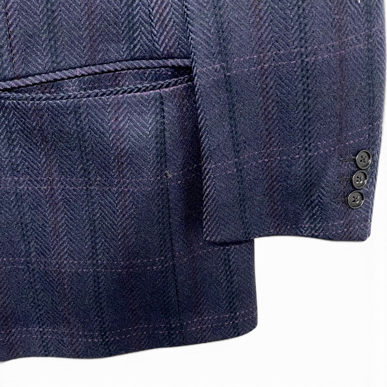 38h31 Ermenegildo Zegna エルメネジルドゼニア テーラードジャケット チェック柄 2B サイズ54 ネイビー ウール100％ メンズ 紳士服o07t