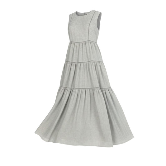 51b12 【美品】Rene ルネ ティアードドレスワンピース ノースリーブロングワンピース 5226040 34サイズ アイボリー レディース 女性用u02t