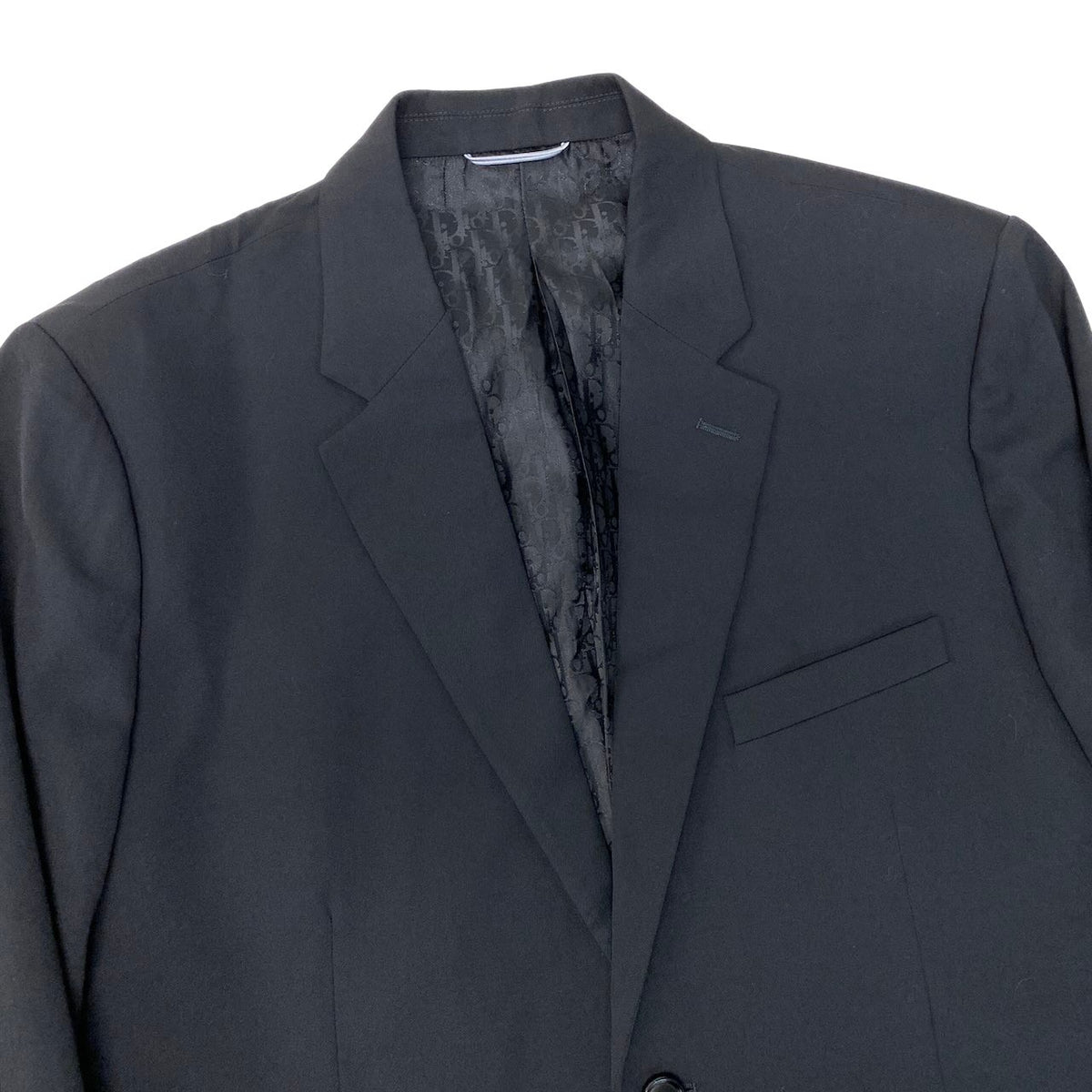 47j16 《極美品》 DIOR HOMME ディオール オム テーラードジャケット シングル 2B 裏地オブリーク柄 サイズ52 ブラック  ウール メンズ 紳士服u02t