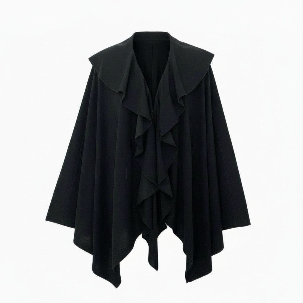 52k23《美品》 TOKUKO 1er VOL トクコプルミエヴォル フリルカーディガン ロングカーディガン 薄手 羽織 ストレッチ○ レディース 女性用  9 ブラックu02t