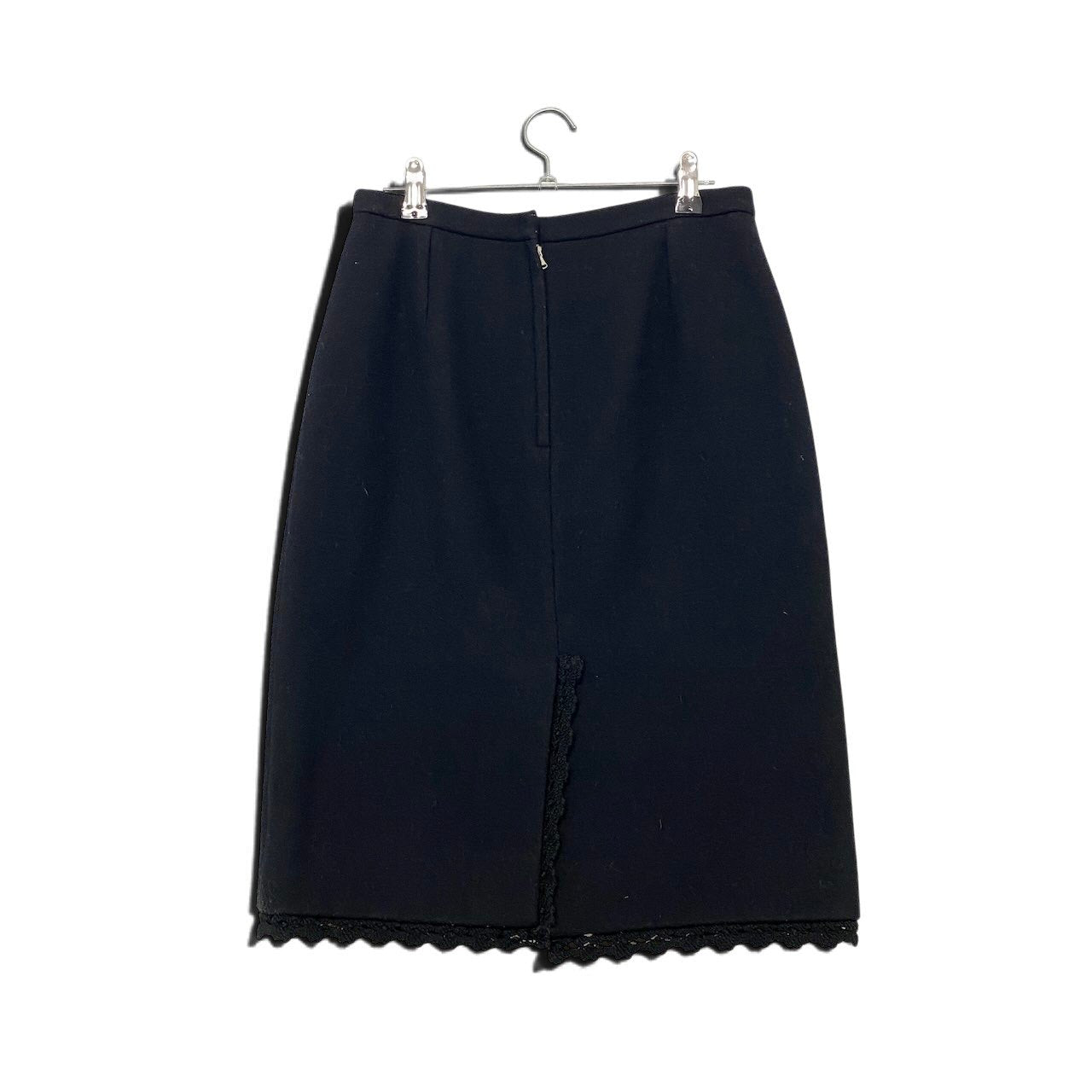 1h16 DOLCE&GABBANA ドルチェアンドガッバーナ ウールスカート 裏地ヒョウ柄  サイズ40 ブラック レディース 女性用u02t