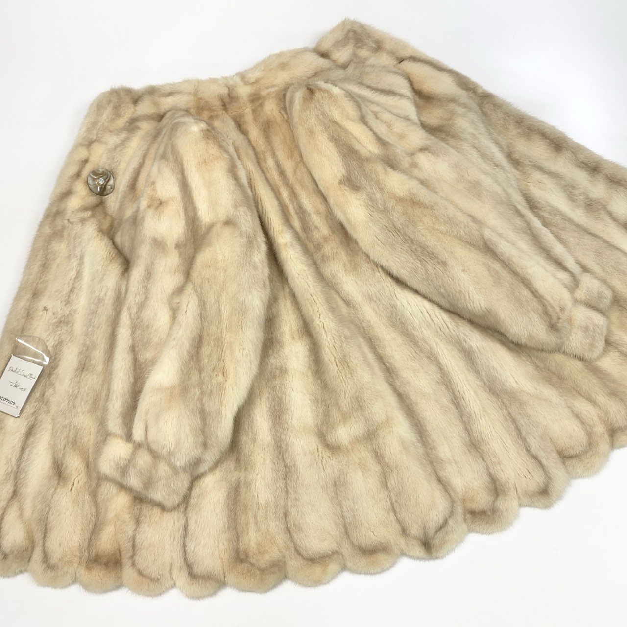 48k2《美品》定価320万 パステル クロスミンク リアルファー セミロングコート F 最高級本毛皮 希少デザイン MINK FUR COATt18r