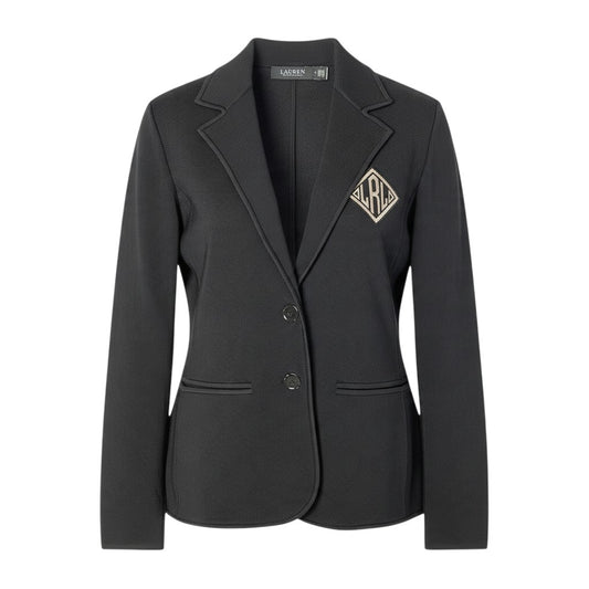 90j27 【タグ付】 LAUREN RALPH LAUREN ローレンラルフローレン 24年 テーラードジャケット アンコンジャケット ロゴワッペン サイズM ブラック レディースo07t