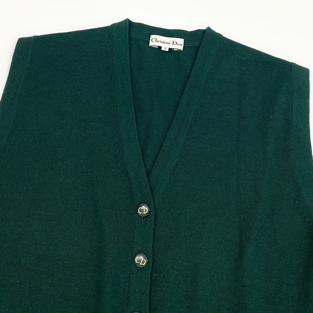4a4 Vintage Christian Dior ヴィンテージ クリスチャンディオール CD Logo Button Wool Knit Vest ウール ニットベスト Size M レディース 女性用k02i