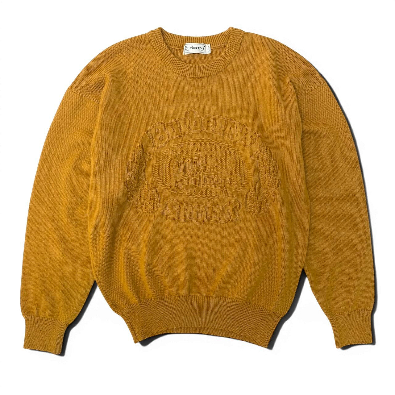 Sd22 BURBERRYS バーバリーズ ヴィンテージ バーバリーズ デカロゴ ニットセーター サイズM オレンジ系 メンズ 男性用k02i