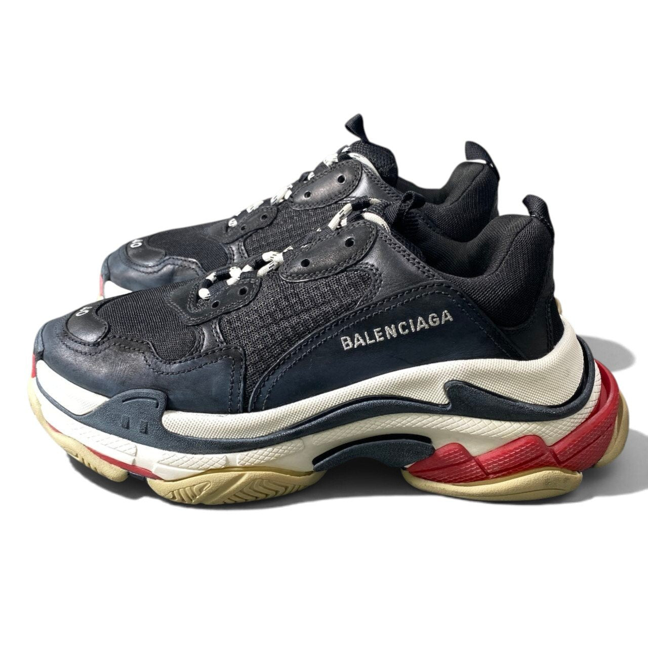 1h20 BALENCIAGA バレンシアガ Triple S スニーカー パネルデザイン 26.5cm ブラック メンズ 男性用t18r