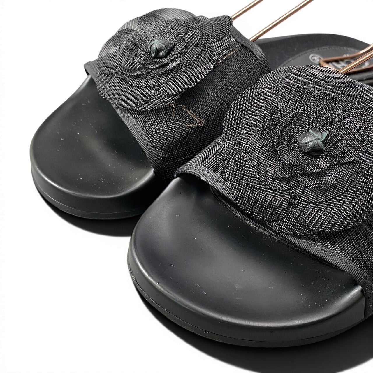 e18 【美品】CHANEL カメリア メッシュサンダル G43754 39サイズ ブラック レディース 女性用k02i