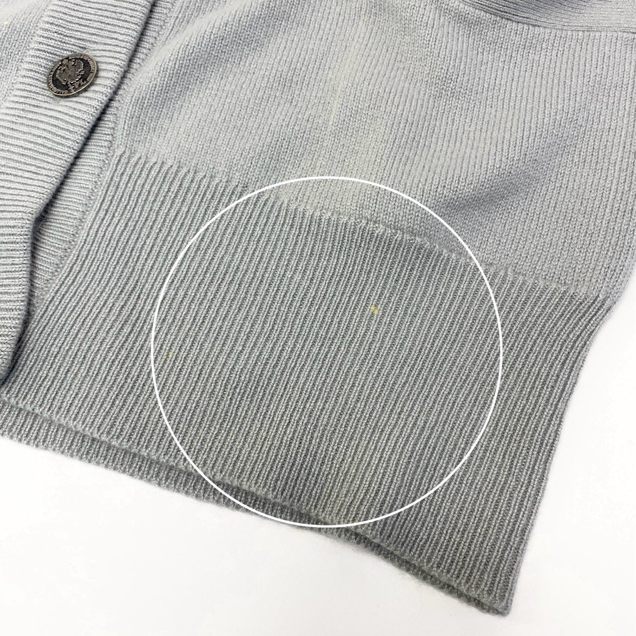 9a19 Ballantyne バランタイン ピュアカシミヤ 100％ カーディガン サイズL ブルーグレー Pure Cashmere スコットランド製t18r