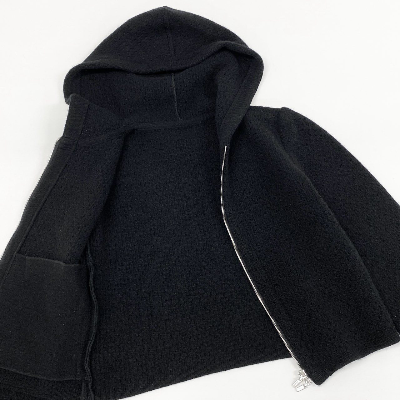 8h4 FOXEY フォクシー ダブルジップ カシミヤニットパーカー SEA BREEZE PARKA サイズ38 ブラック レディース カシミアk02i