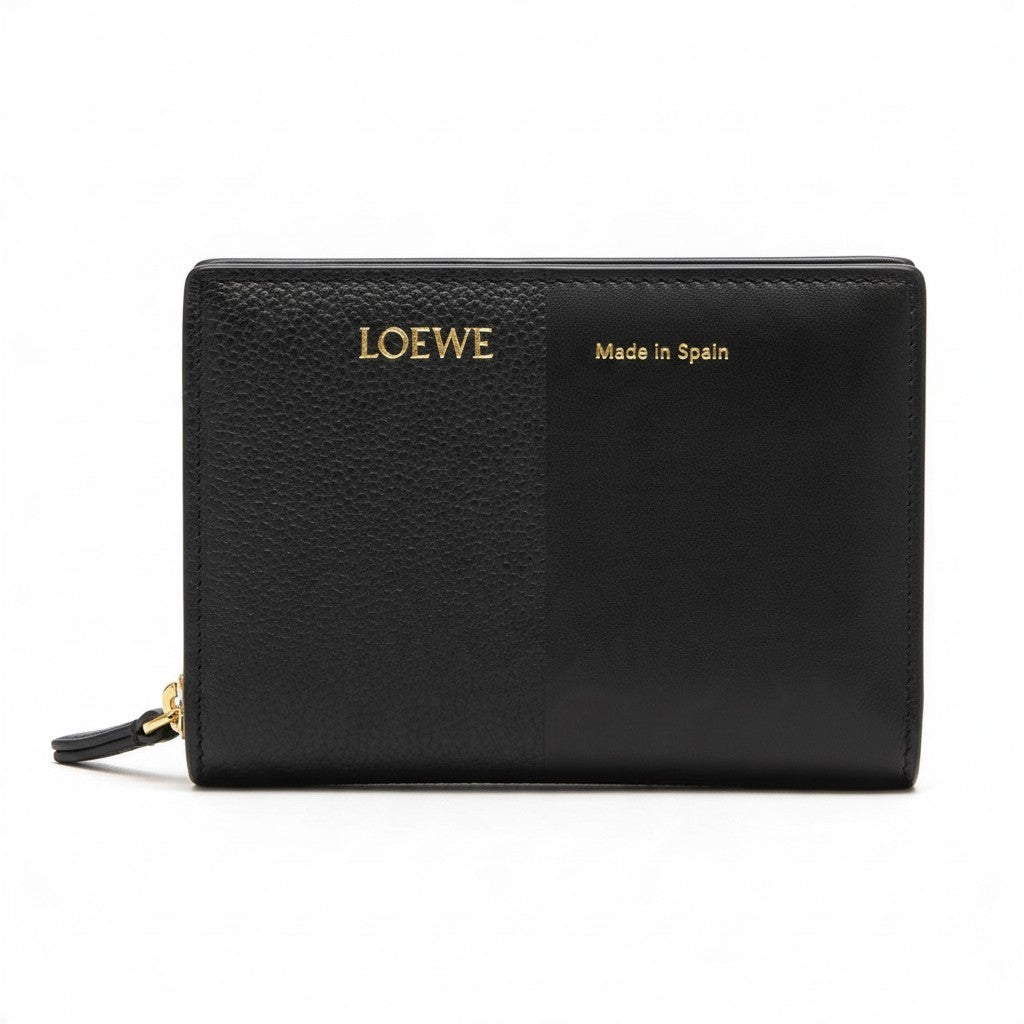 j19 《美品》 LOEWE ロエベ デュエット コンパクトウォレット Duette Compact Wallet ブラック レザー 財布t18r