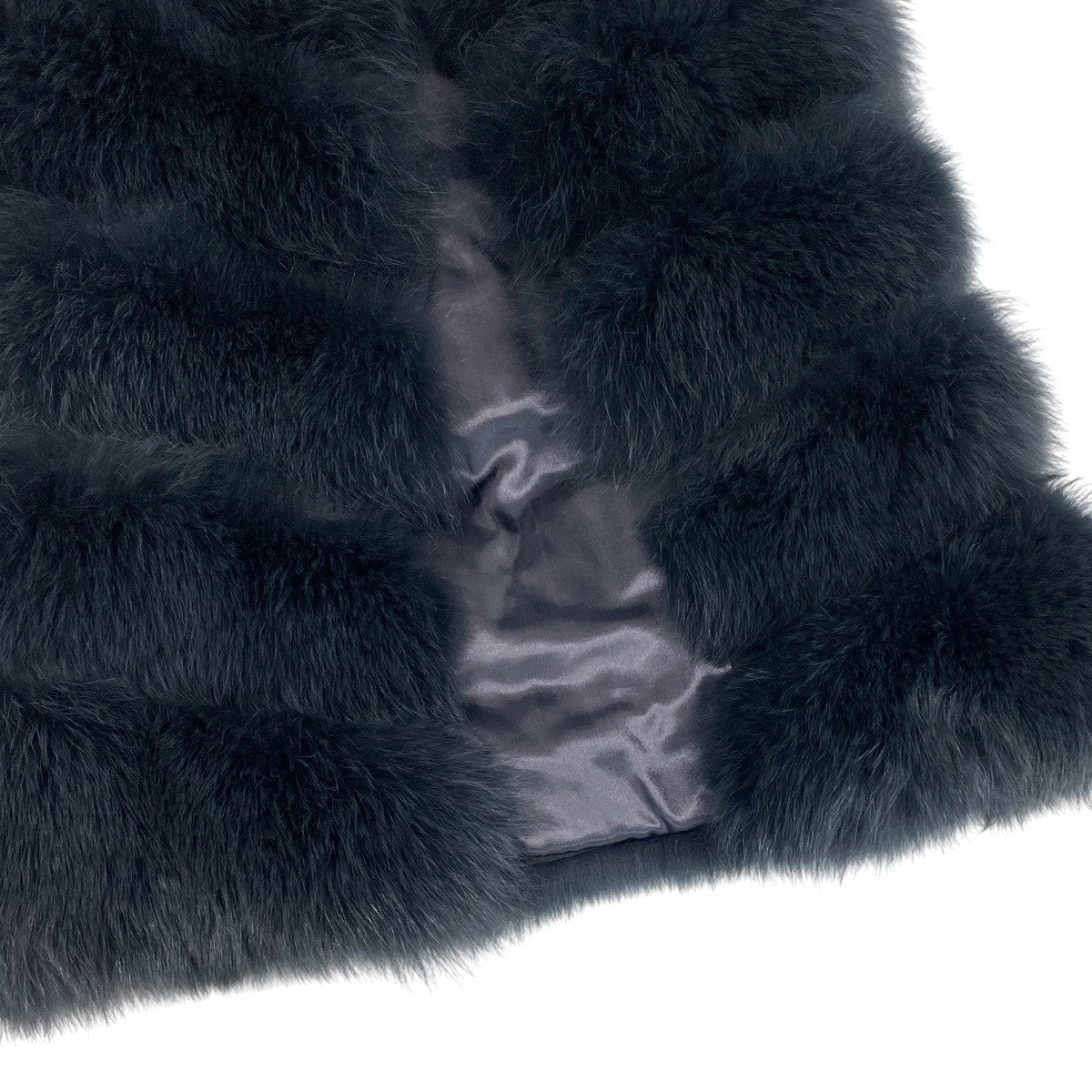 32f11 saga furs ROYAL サガファー ロイヤル サガフォックス 毛皮ベスト ロングベスト フォックスファー ボリューム◎ サイズFREE ネイビー系 レディースu02t