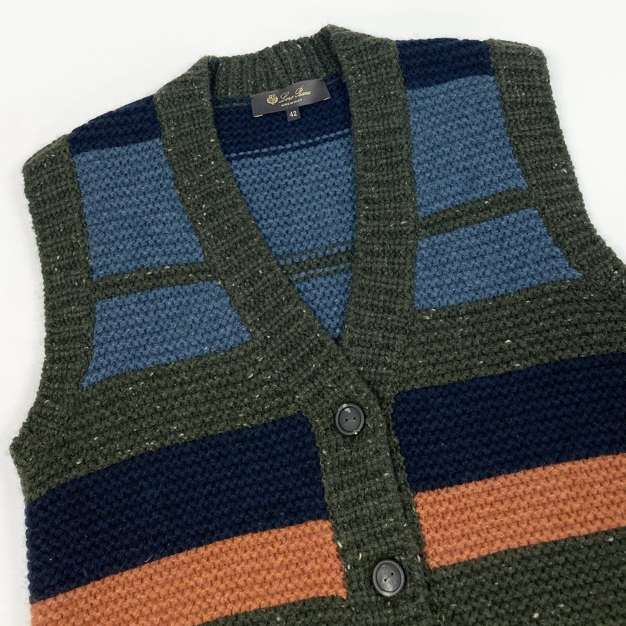 85b9 《美品》 Loro Piana ロロピアーナ カシミヤ ローゲージニット ベスト カーディガン 42 マルチカラー 総カシミア レディースk02i