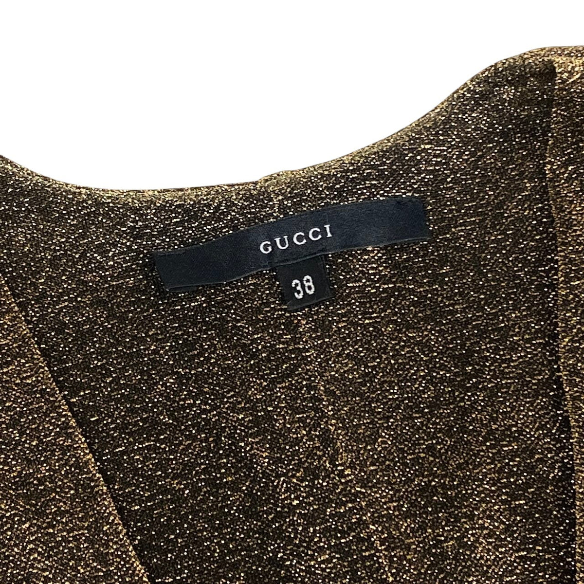 Ei18 【美品】GUCCI 2000年 トムフォード期 メタリック・ルレックス・ミニドレス 38サイズ ゴールド ブラック レディース 女性用u02t