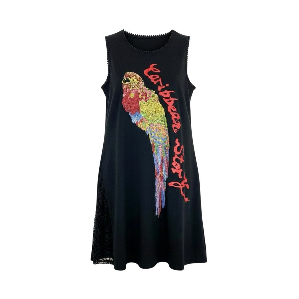 38k26 《美品》 TOKUKO 1er VOL トクコプルミエヴォル ノースリーブワンピース ロングワンピース レース切替 伸縮ストレッチ 9 ブラック レディースu02t