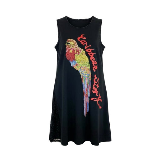 38k26 《美品》 TOKUKO 1er VOL トクコプルミエヴォル ノースリーブワンピース ロングワンピース レース切替 伸縮ストレッチ 9 ブラック レディースu02t