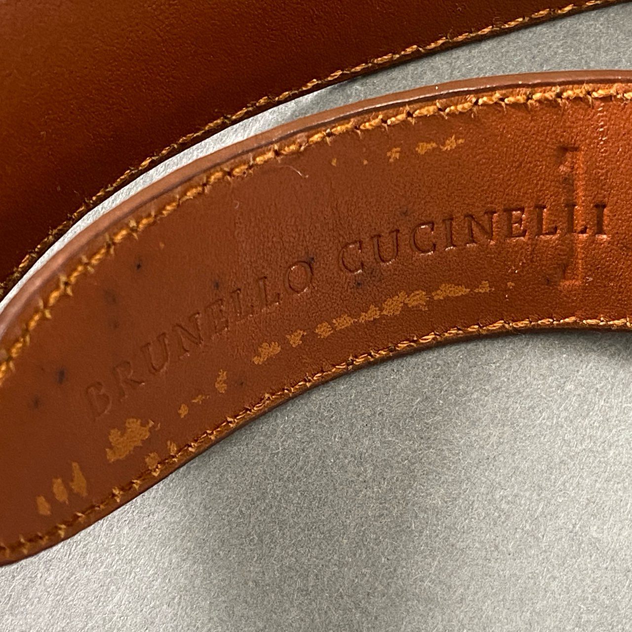 h3-1 BRUNELLO CUCINELLI ブルネロクチネリ 銀800バックル リザードレザーベルト 85 ブラウン Leather トカゲ革 イタリア製 シルバー Silver