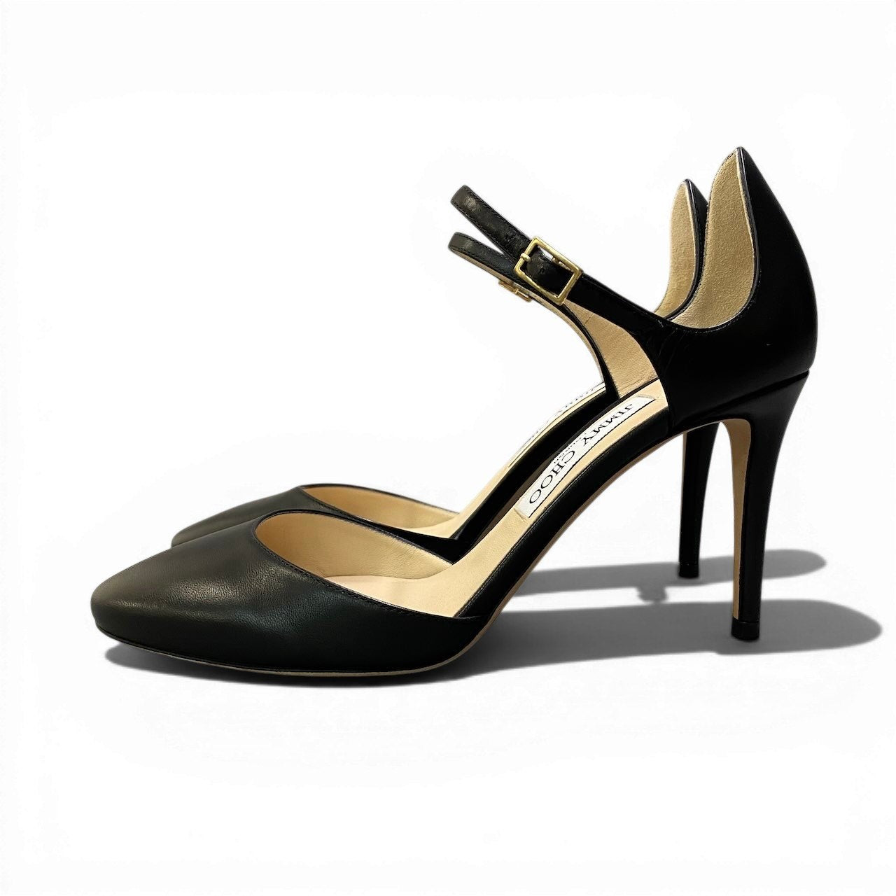 Ad2 【未使用】JIMMY CHOO ジミーチュウ MARNY 85 レザーパンプス サイズ39 ブラック レディースta1