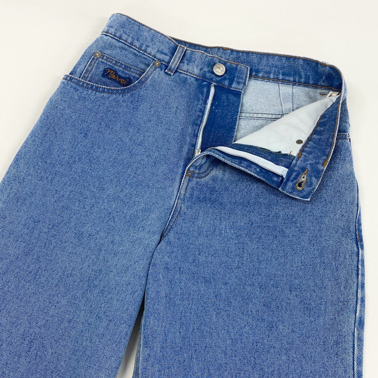 40h24 《極美品》MARNI マルニ キャロットジーンズ デニム 2024年 ロゴワッペン PAJD0513A0 USCW91 40サイズ ブルー レディース 女性用k02i