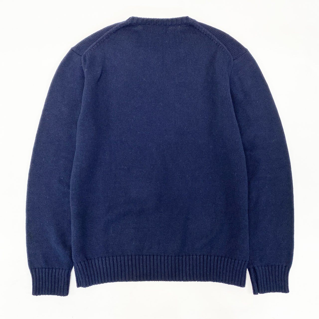 54h27 USA製 POLO RALPH LAUREN ポロラルフローレン 星条旗ニット セーター クルーネック サイズL ネイビー メンズ 紳士服u02t