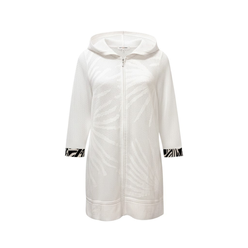 14b13 LEONARD レオナール ニットフーディージャケット ジップアップパーカー トップス 0577362 42サイズ ホワイト レディース 女性用u02t