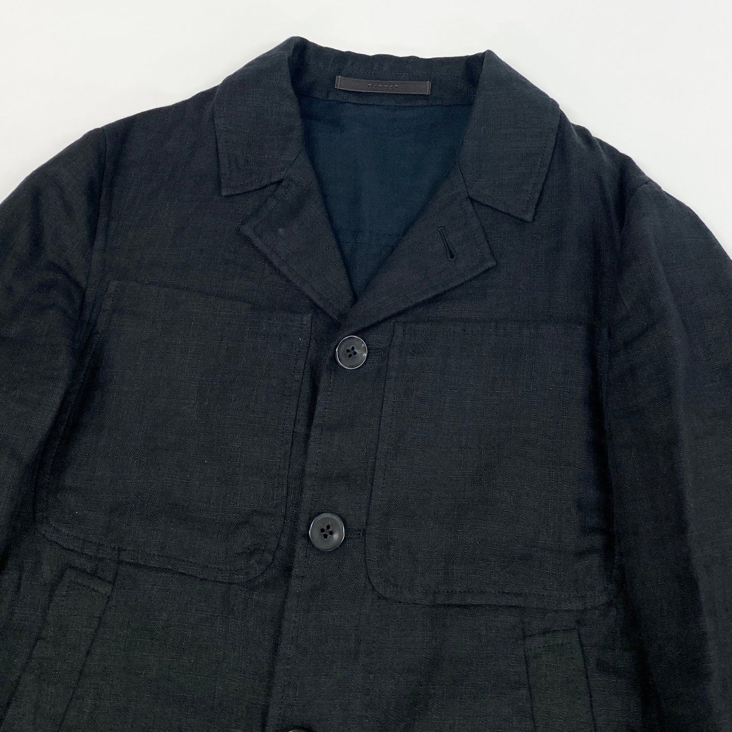 29k6【美品】CARUSO カルーソー コットンリネンワークブルゾン ジャケット アウター VMD504 42Rサイズ ブラック メンズu02t