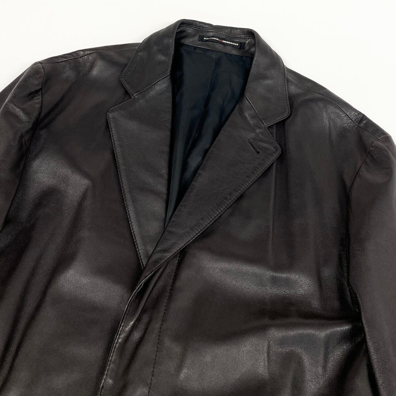 25e14 Jean Paul Gaultier HOMME objet ジャンポールゴルチエ オム ウールライナー ラムレザー オーバーレザーコート サイズ50 ダークブラウン メンズk02i