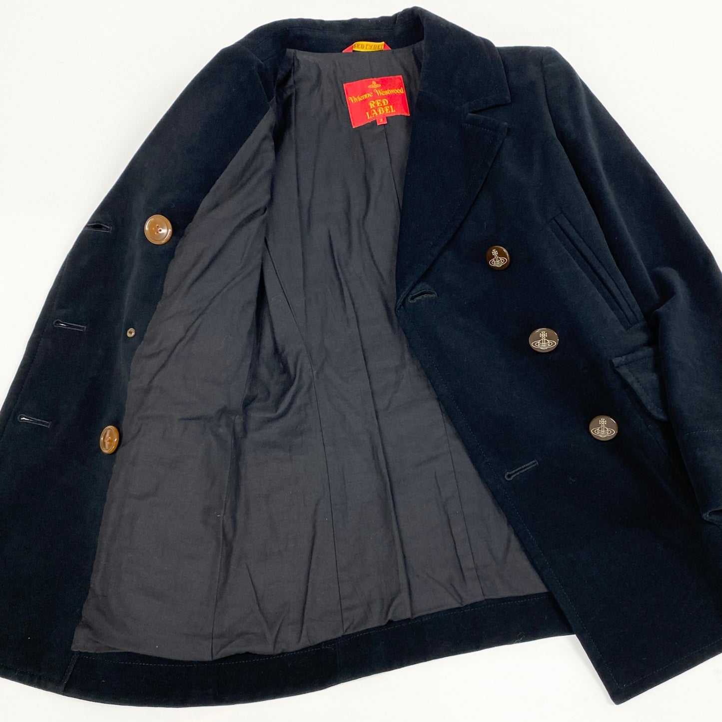 28k6 Vivienne Westwood RED LABEL ヴィヴィアンウエストウッド レッドレーベル オーブボタン Pコート 2 ブラックt18r