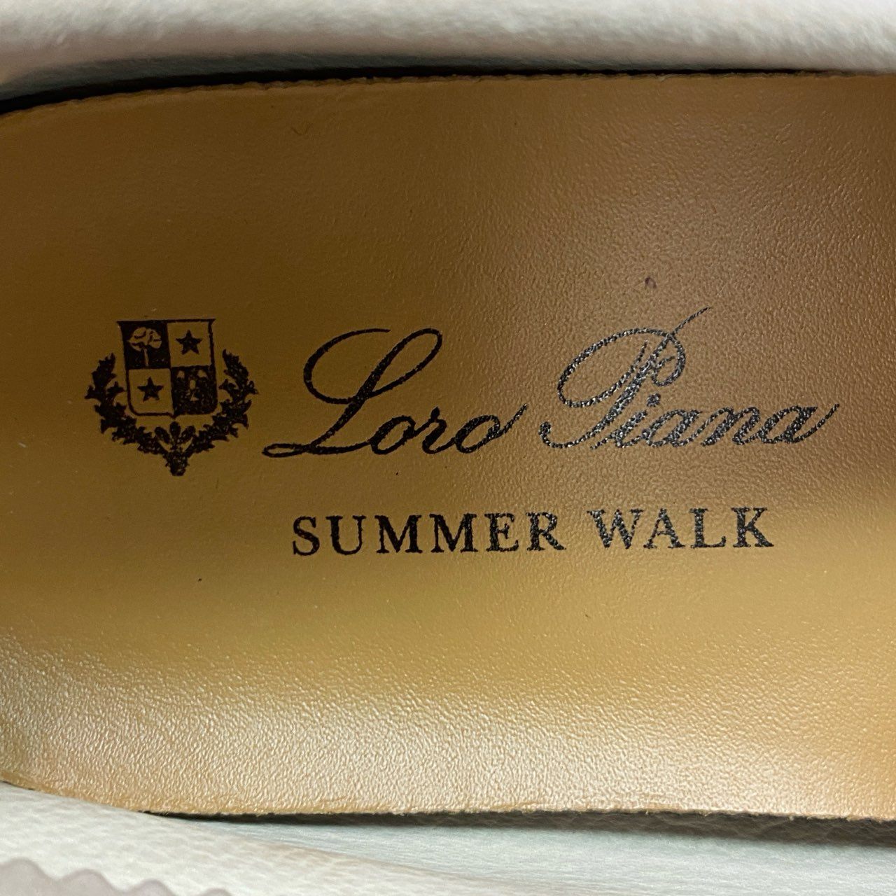 2f23 Loro Piana ロロピアーナ SUMMER WALK サマーチャーム ウォークモカシン シューズ 37 ベージュ レザー スリッポン ローファー 保存袋付き