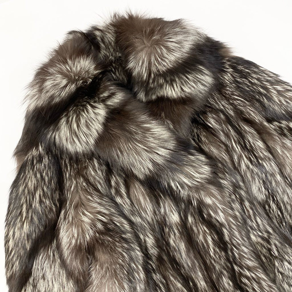 1l27 Canada Fox シルバーフォックス 極厚 ロングコート サイズF 最高級本毛皮 FOX FUR COATt18r