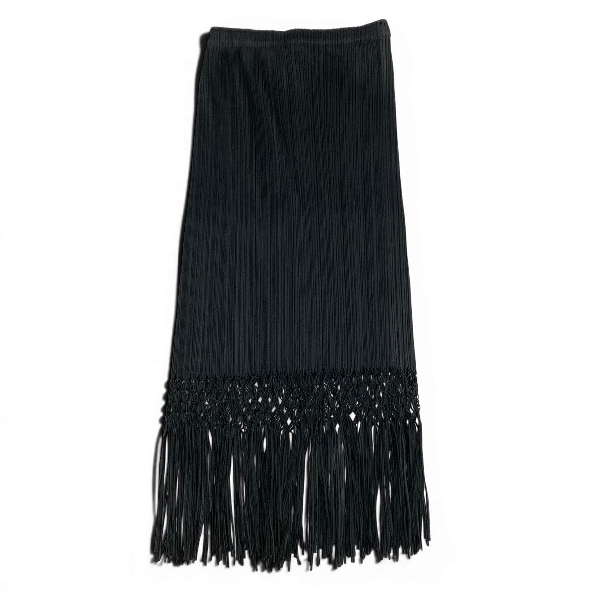 Ae14 【美品】 PLEATS PLEASE プリーツプリーズ フリンジデザイン プリーツスカート ミディ丈 PP81-JG726 サイズ2 ブラック ポリエステル100％ レディース 女性服ta1