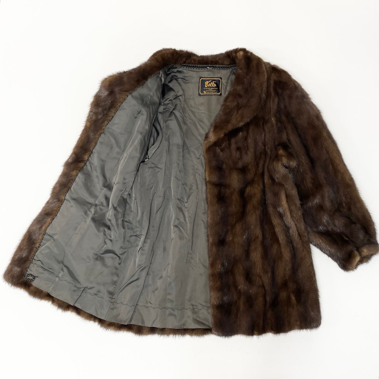 47c18 GINZA Bella デミバフミンク ファーコート サイズ11 ブラウン 本毛皮 Mink Fur Coat リアルファー 毛質◎t18r