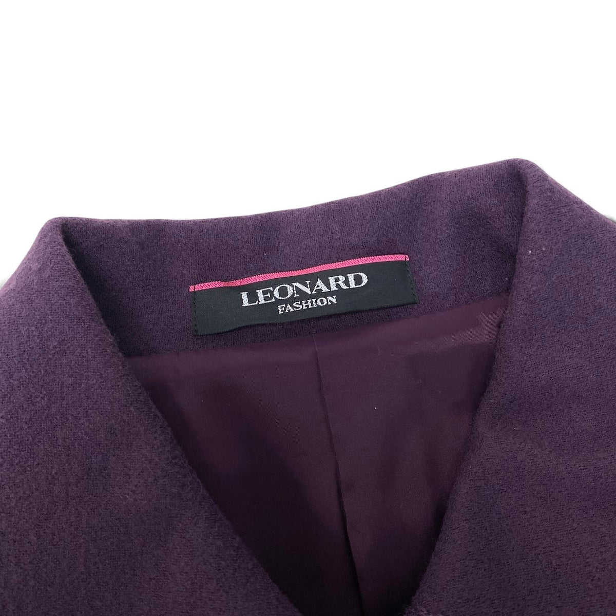 19i26 LEONARD レオナール ウールコート ロングコート 花柄 アウター 丸襟  0328995 3 パープル レディース 女性用u02t
