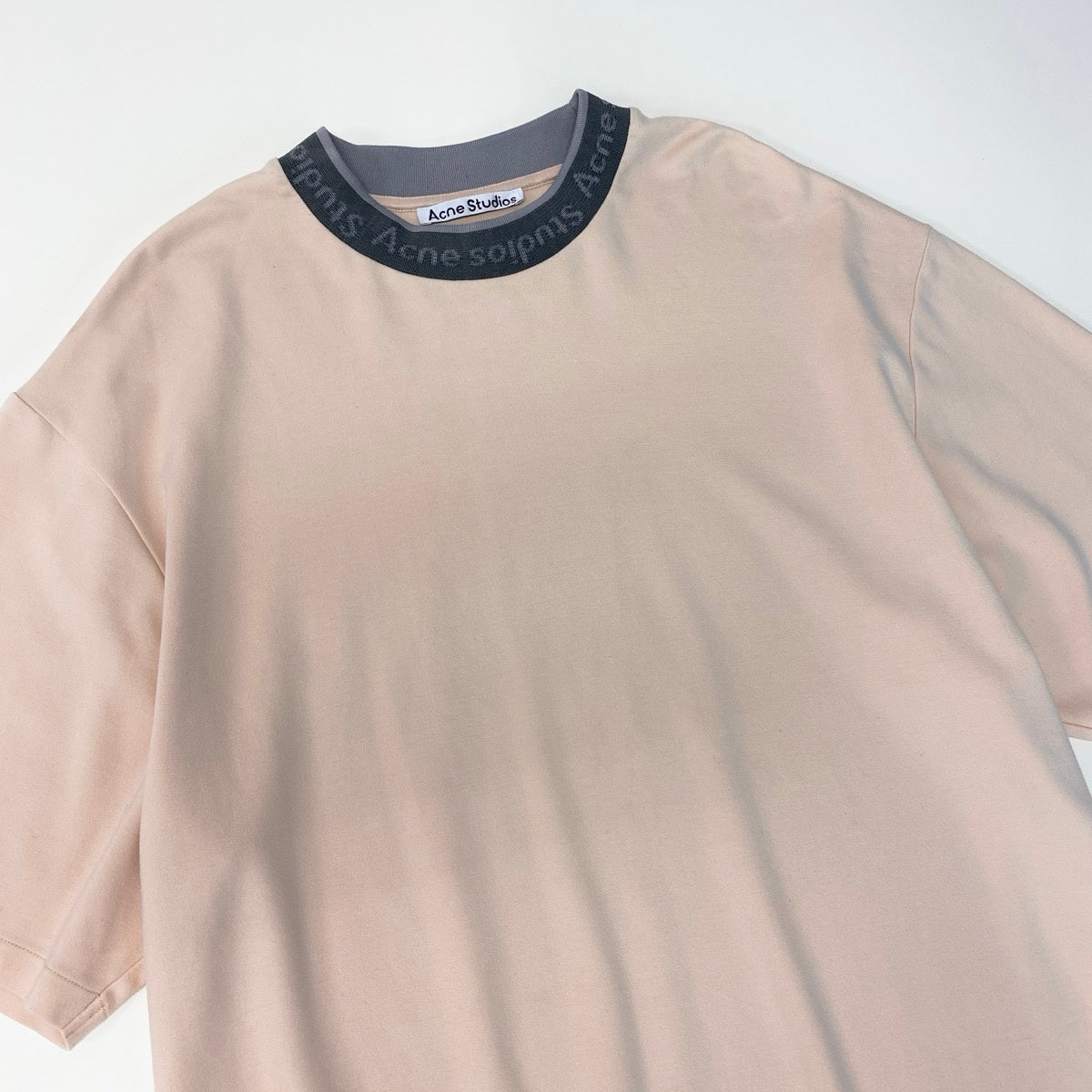 Mf24 Acne Studios アクネストゥディオス ロゴカラー 半袖Tシャツプルオーバー BL282 サイズL クリームベージュ メンズo07t