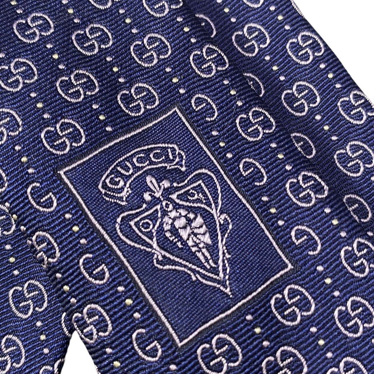 j19 《美品》 GUCCI グッチ GG柄 ネクタイ ネイビー シルク100 メンズ 小物 イタリア製u02t
