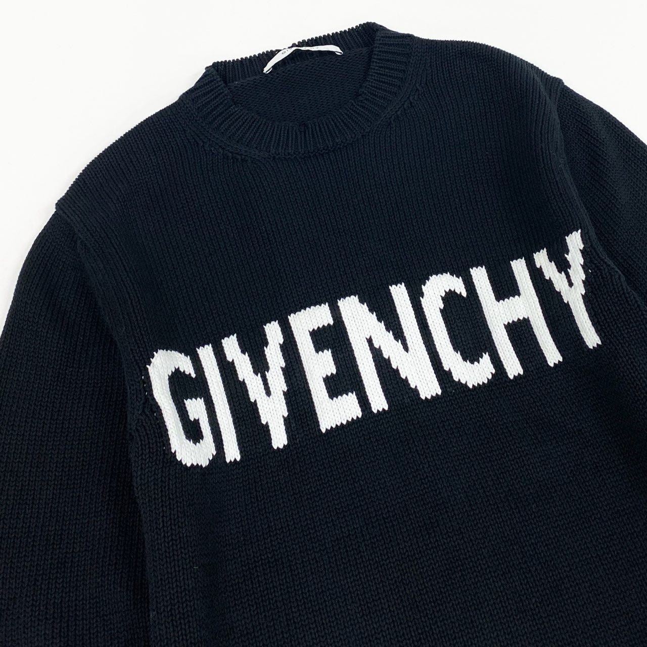 Ec2 GIVENCHY ジバンシー フロントロゴ 4G コットンニットセーター サイズS ブラック コットン100 メンズ トップスk02i