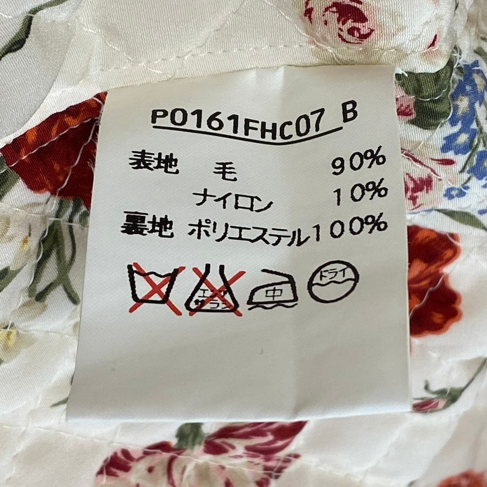41c10 PINK HOUSE ピンクハウス アイコン刺繍 クルミボタン ダブルコート アイボリー 裏地豪華プリントt18r