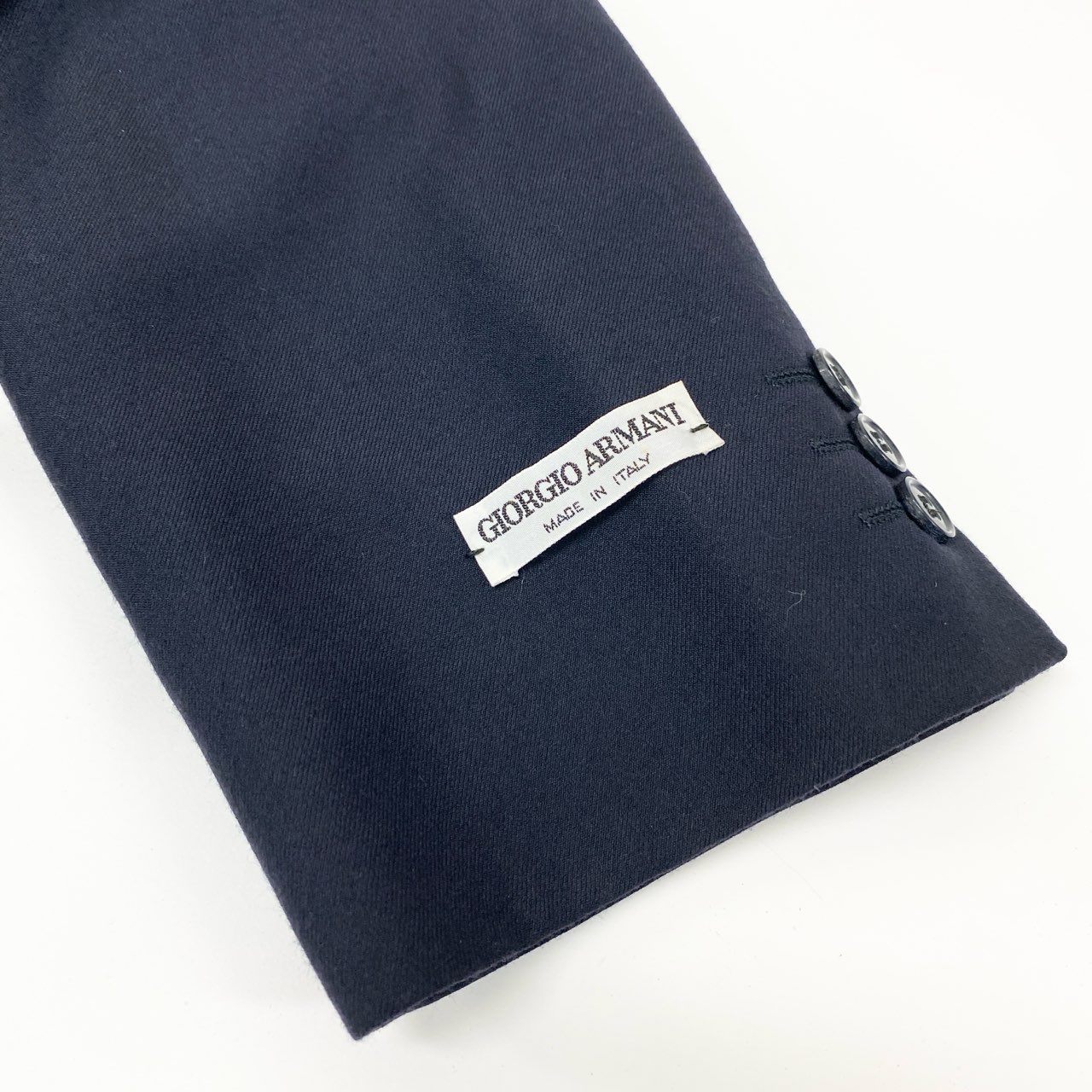 6k1 GIORGIO ARMANI ジョルジオアルマーニ イタリア製 80～90`s VINTAGE テーラードジャケット 2B 無地 フォーマル メンズ 紳士服 39 ネイビー ウール100％o07t