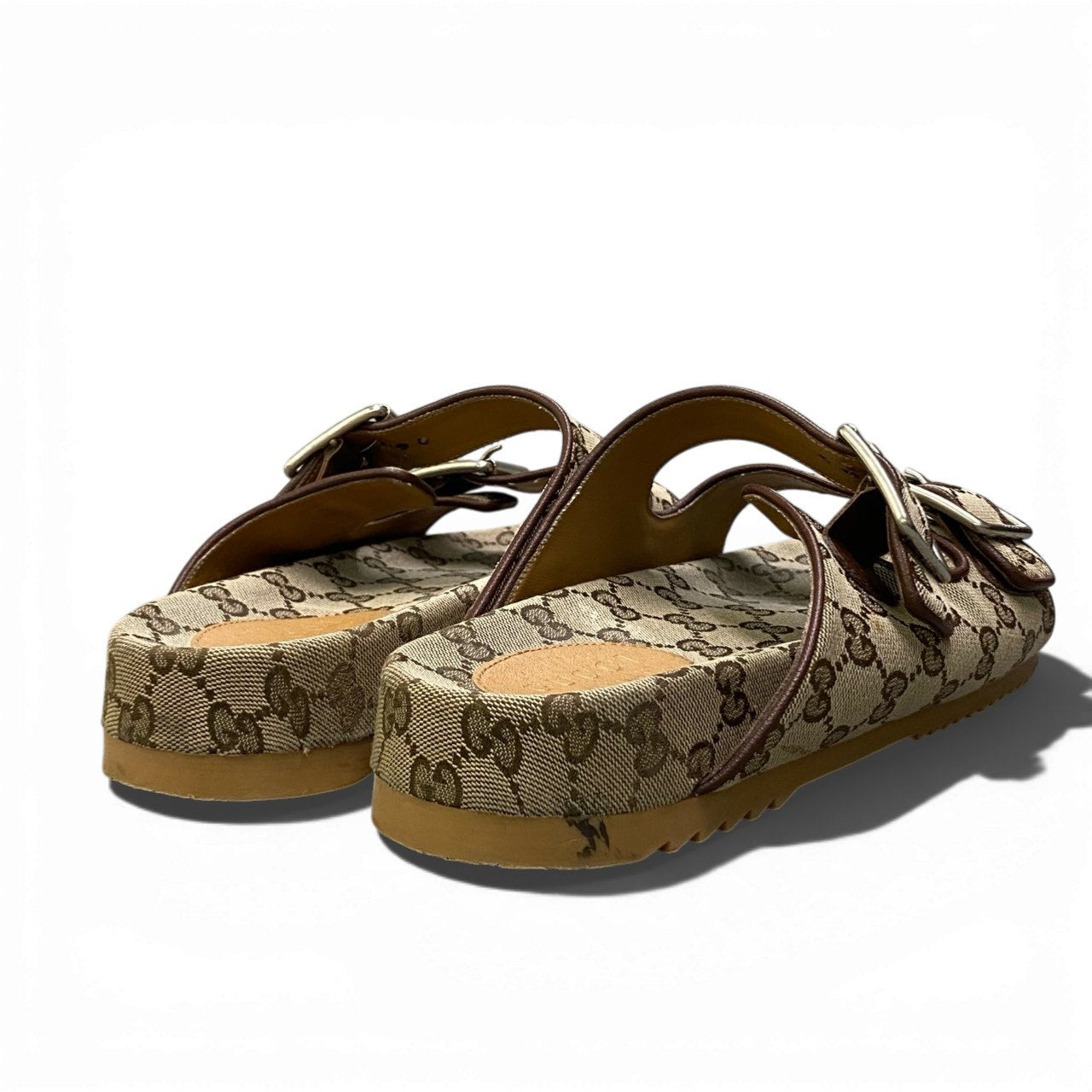 b13 GUCCI グッチ GGキャンバス スライドサンダル ベルトストラップ 8 ベージュ メンズta1