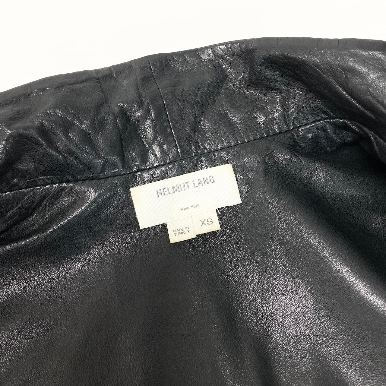 25e10 HELMUT LANG レザーラーダースジャケット ジップレザージャケット 17-9104001 XSサイズ ブラック 羊革 メンズ 男性用k02i