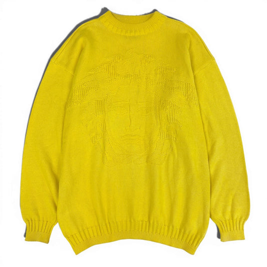 1L27 Vintage Versace ヴィンテージ ヴェルサーチ Medusa Jacquard Cotton Knit Sweater コットンニット セーター Size L メンズ 男性用k02i