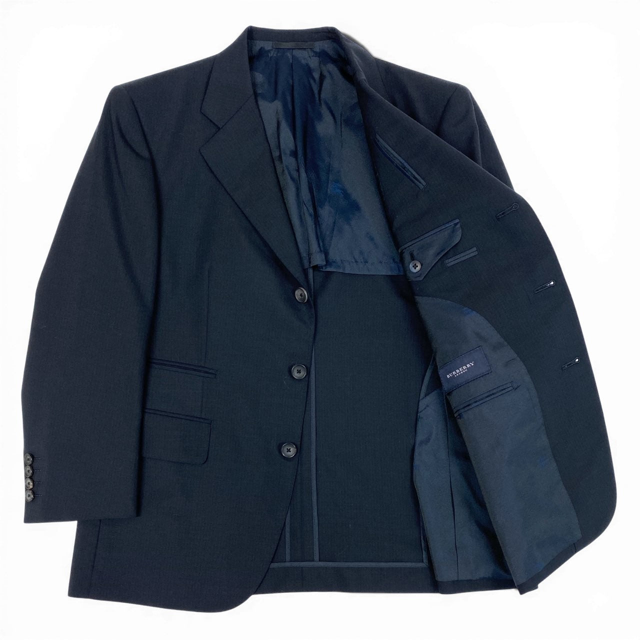 35a30 BURBERRY LONDON バーバリーロンドン スーツセットアップ テーラードジャケット スラックス 42サイズ ダークネイビー メンズ 男性用o07t
